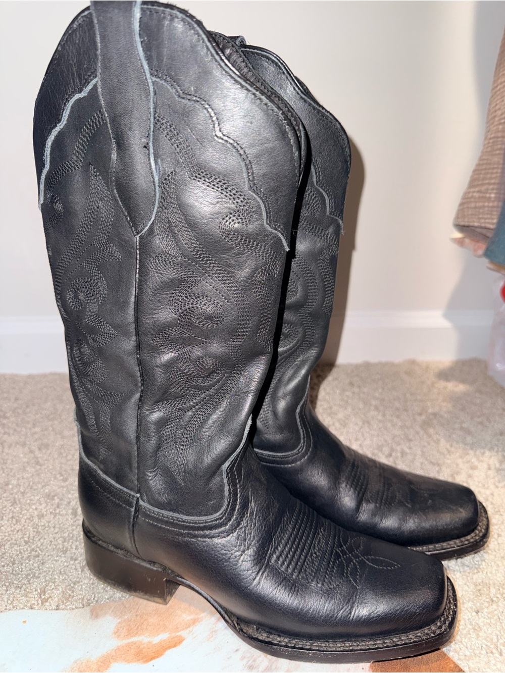 J.B. Dillon Black Leather Cowboy Boots